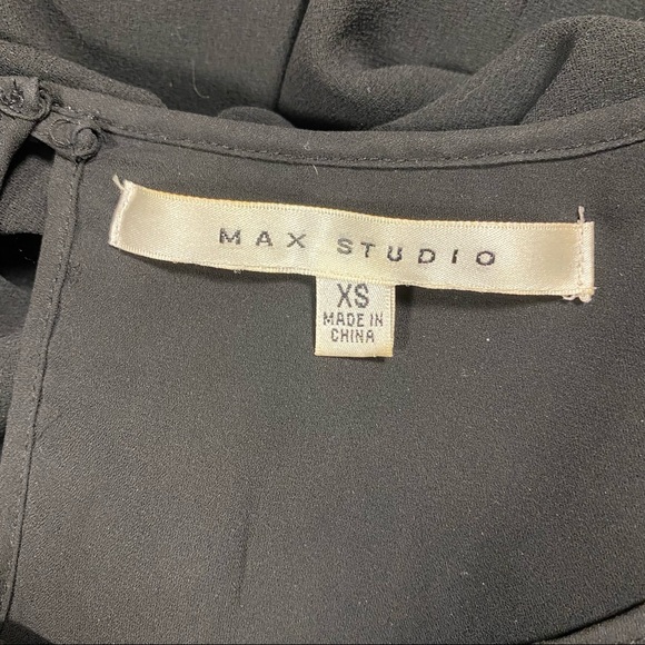 Max Studio Black Crocheted Popover Short Casual Dress Flowy Long Sleeves XS - Picture 10 of 10